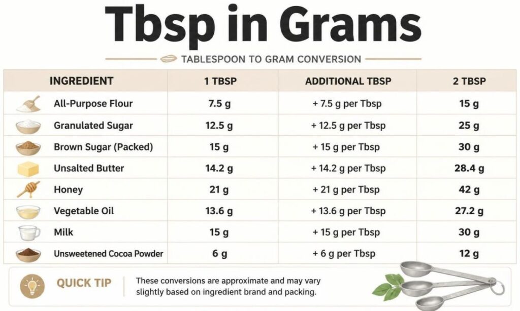 Tbsp in Grams